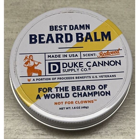Duke Cannon- Best Damn Beard Balm-1.6 Oz Can - Redwood Scent- Made In USA - Picture 1 of 3